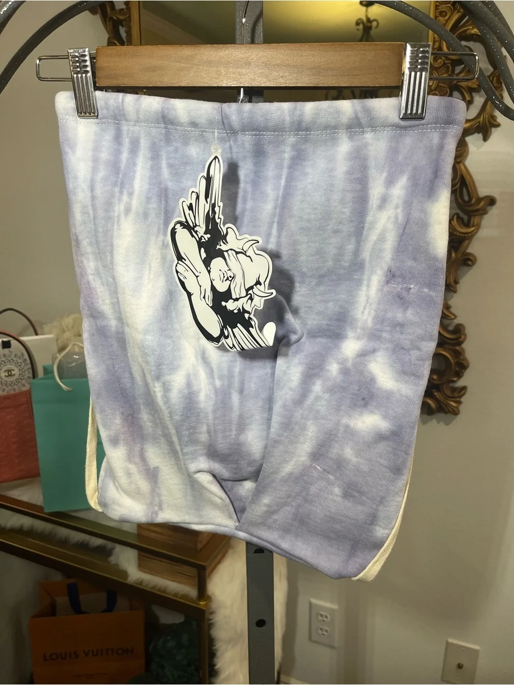 Revolve Boys Lie Tie Dye Angel Graphic Lavender White Drawstring Backpack NWT